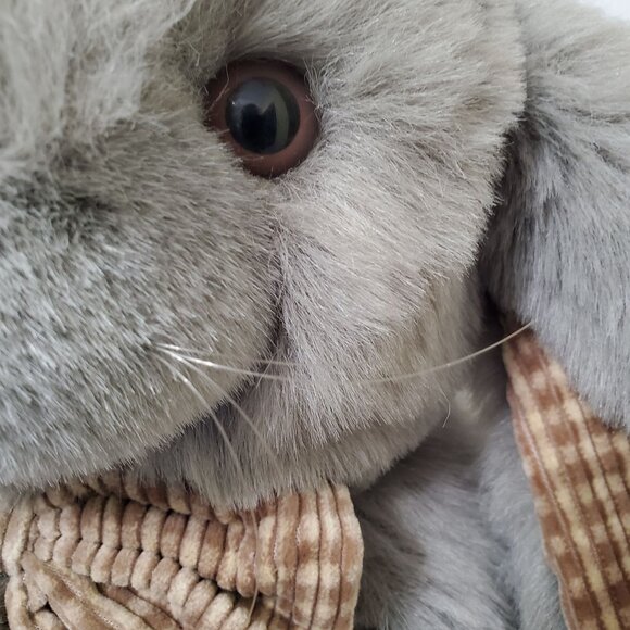 Vintage Stuffy Rabbit People Pals Toy Plush Easter Bunny Checked Corduroy Trim - Picture 5 of 16